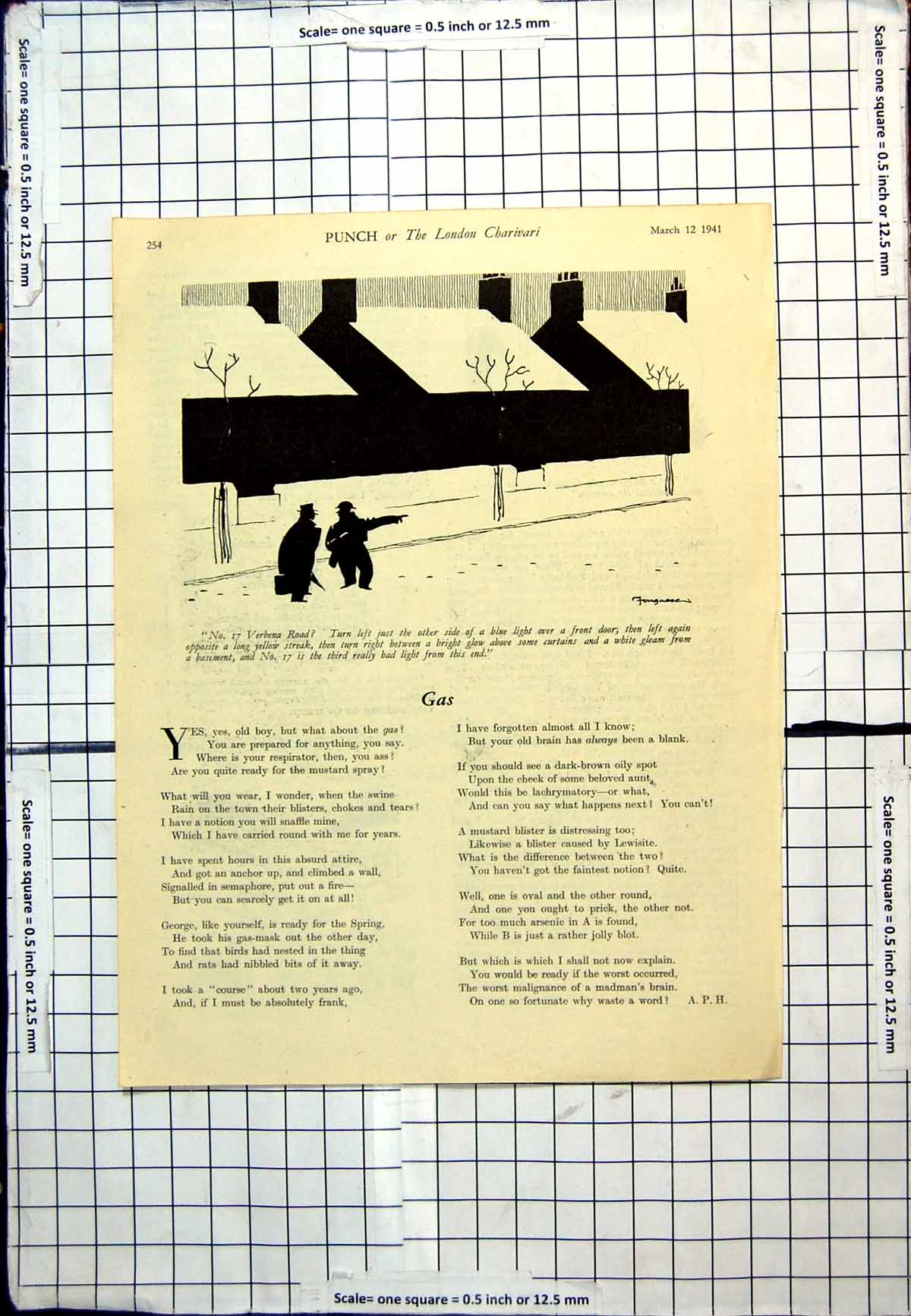 Old Print Punch Cartoon How To Locate A House In A Blackout At Night 1941 20th