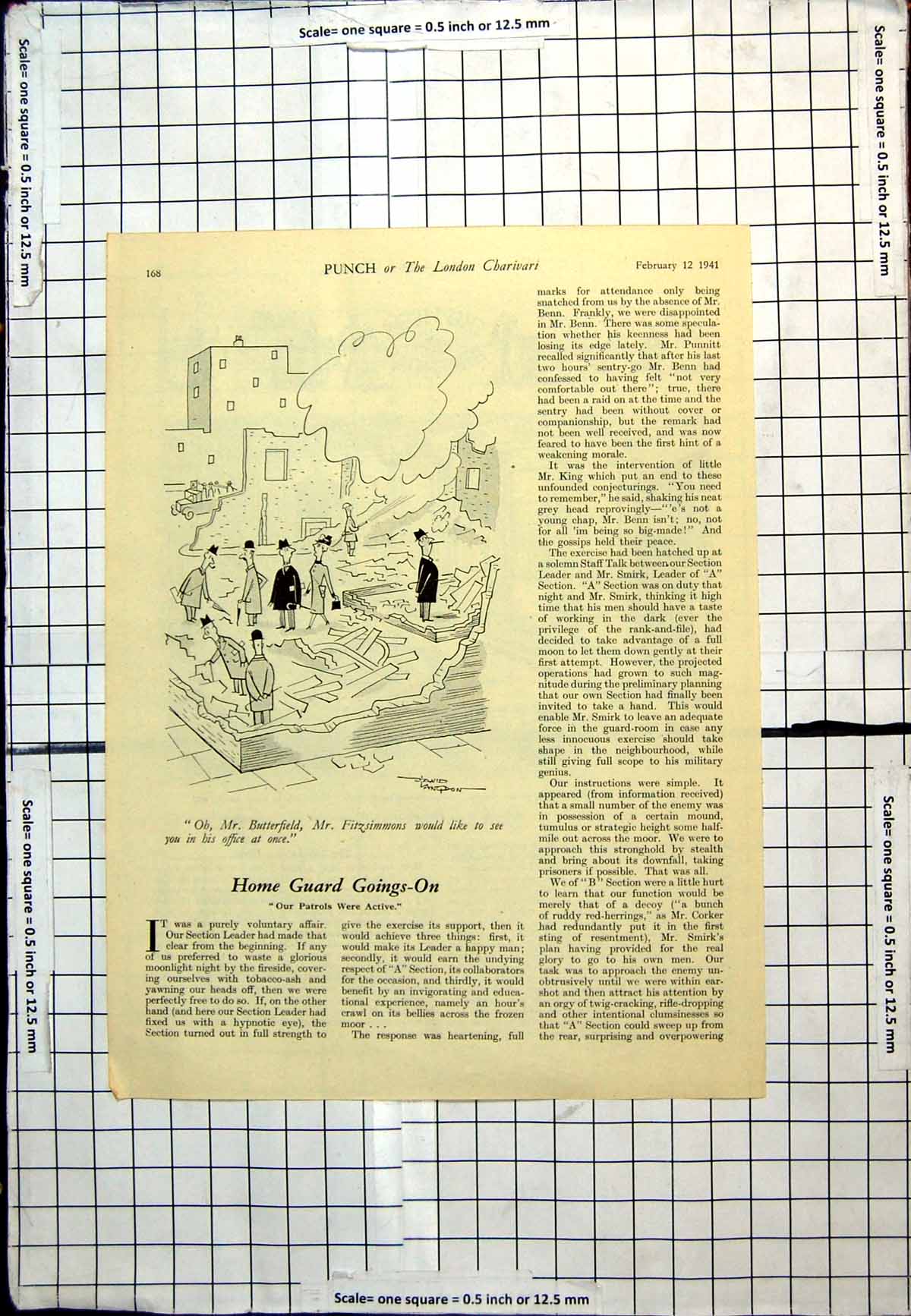 Old Punch Cartoon Boss Asking To See Employee At Once Bomb Site 1941 20th