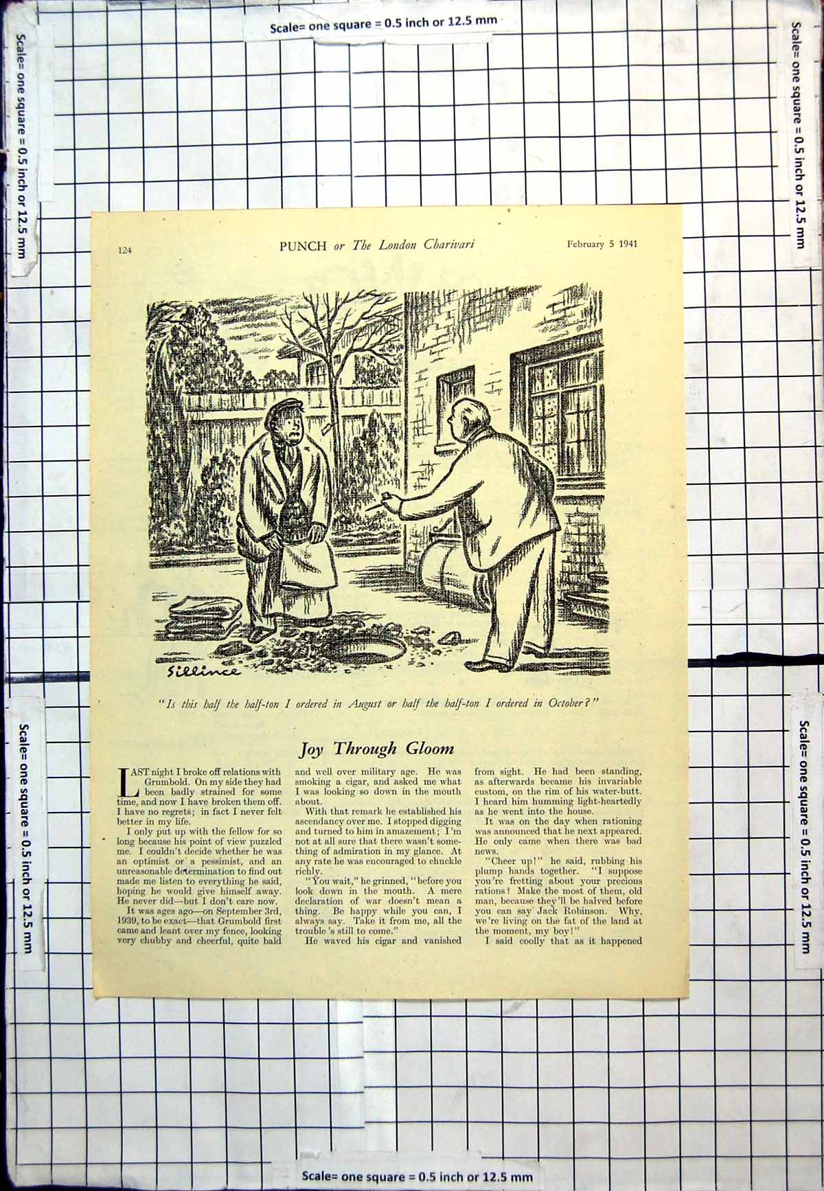 Antique Print Punch Cartoon Coal Merchant Delivering To Gent Sillince 1941 20th