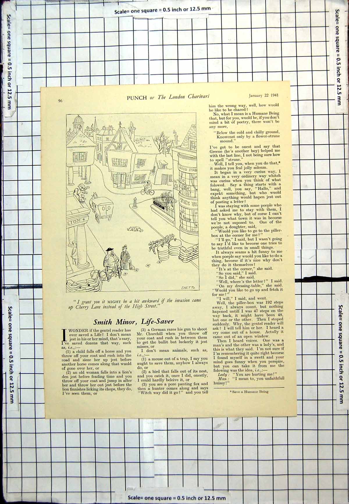 Antique Print Punch Cartoon Awkward If Invasion Came Different Street 1941 20th