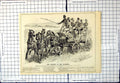 Old Print Sweets Morning Couple Discussing Birds Horses Coach Punch 1879 19th