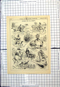 Antique Old Print Holidays For The Horses? Punch Sketches Country Tailor 1875