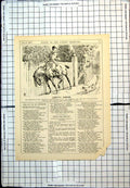 Old Print Punch Cartoon Horse Scraping Rider Off Fence Just Painted 1897 19th