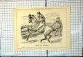 Antique Old Print Punch Cartoon Famer Bull Huntsman Franchise Horse Head 1884