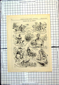 Old Print Punch Cartoon Holidays For Horses Family Pony Hired Hunter 1875 19th