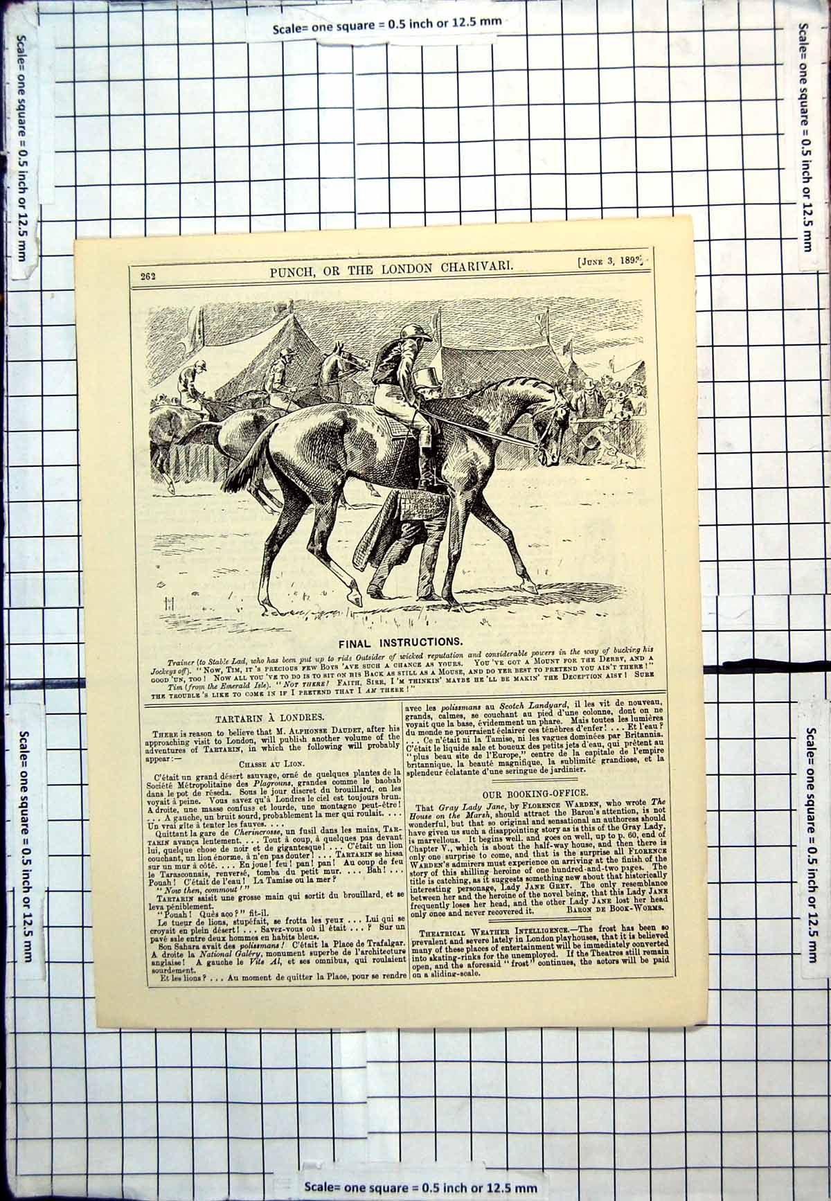 Antique Old Print Punch Final Words Trainer Jockey Horse Bad Reputation 1893