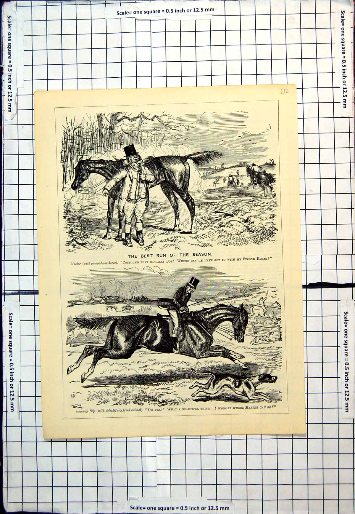 Antique Print Punch Cartoon Best Run Season Master Waiting Fresh Horse 1857