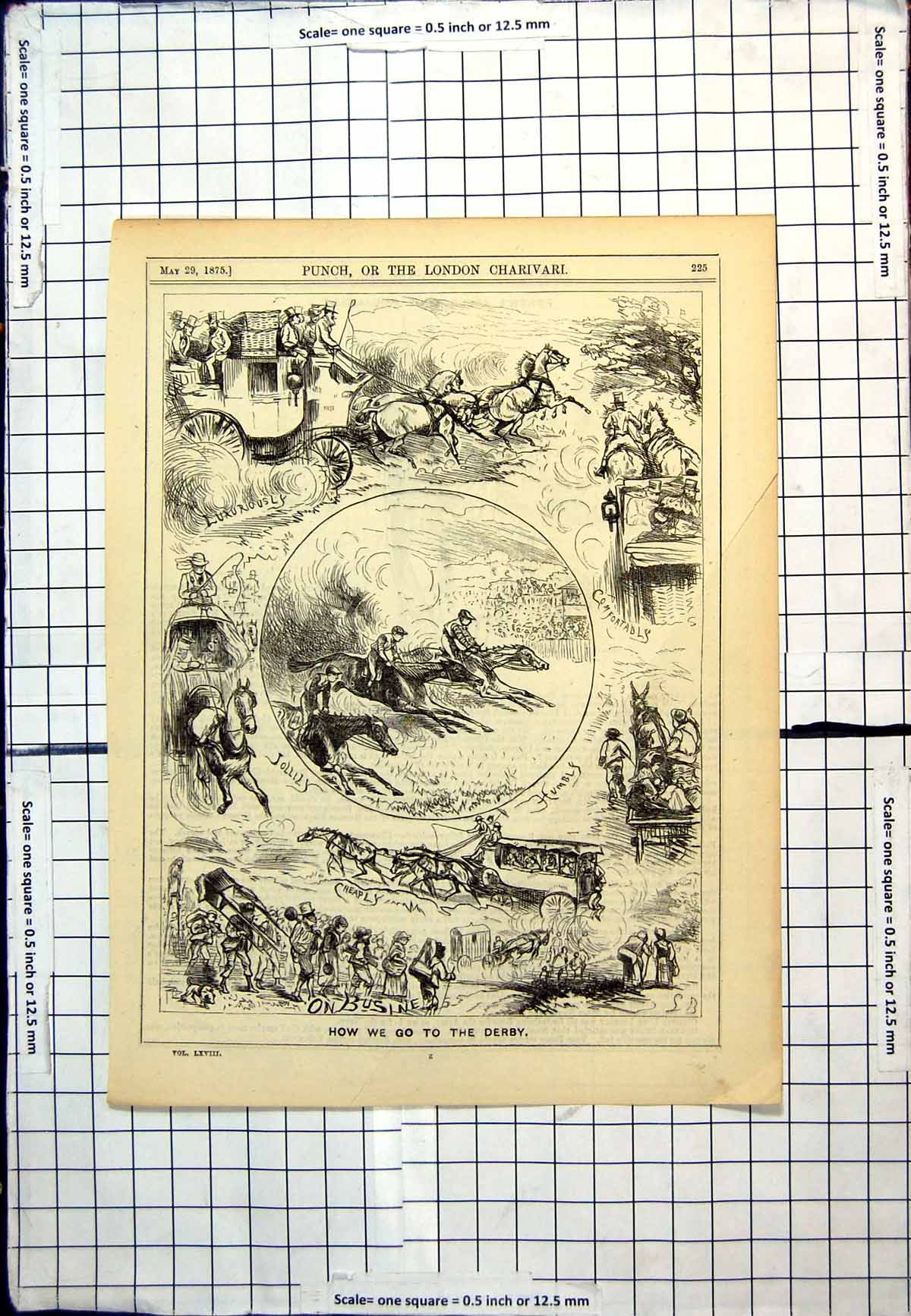 Antique Print Punch Cartoon How We Go Derby Jollily On Busline Humbly 1875 19th