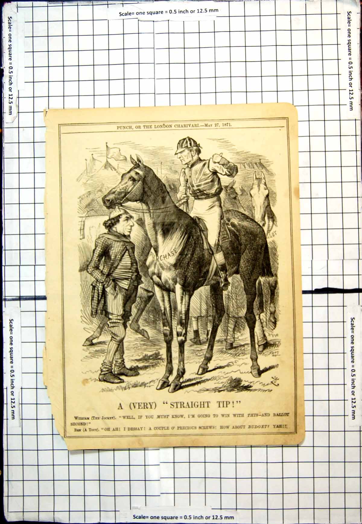 Antique Print Punch Cartoon Jockey To Win With Purchase Ballot Second 1871 19th