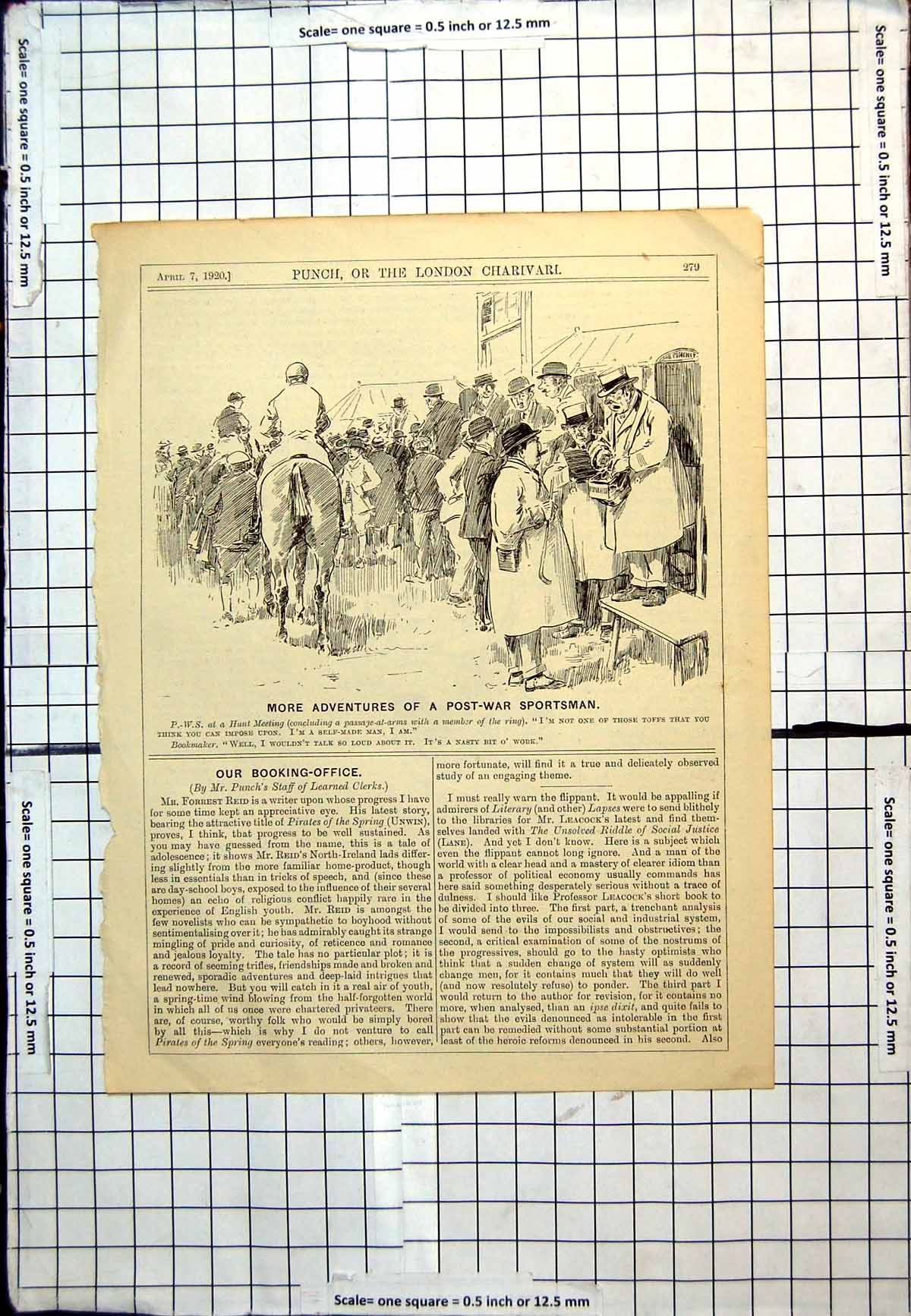 Antique Print Punch Cartoon Self-Made Man Talking Bookmaker Keep Quiet 1920