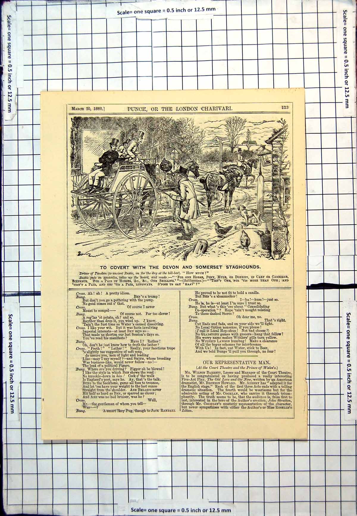 Antique Old Print Punch Cartoon To Covert With Devon Somerset Staghounds 1880