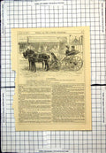 Antique Old Print Punch Cartoon Couple Horse Carriage Outside Butcher 1879 19th