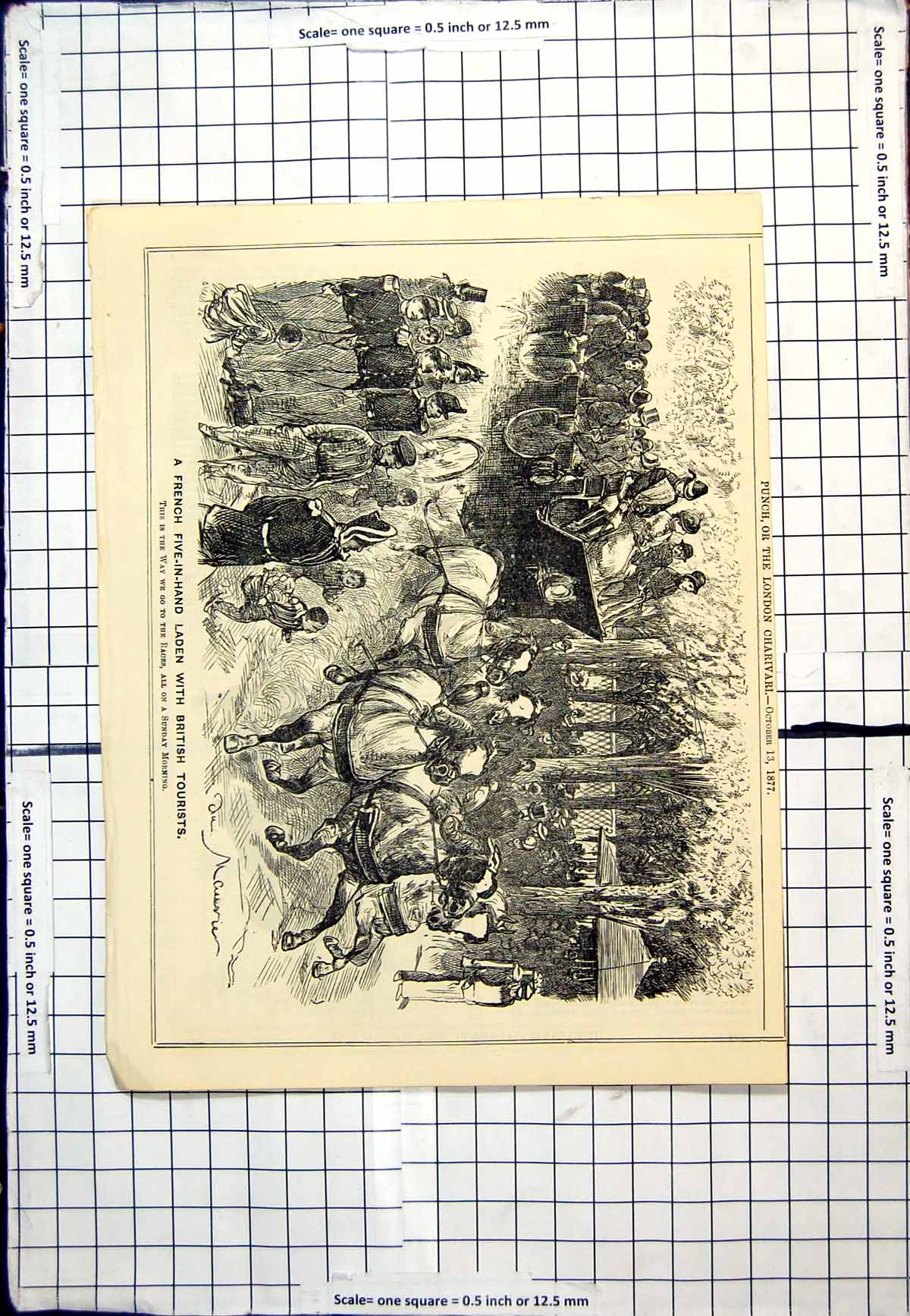 Antique Print Punch Cartoon French Five-In-Hand On Way Races Tourists 1877 19th