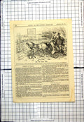 Antique Old Print Punch Cartoon Checking Weight Bridge And Walking Over 1877