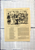 Old Print Punch Cartoon Out Place Taken For Drive Rotten Row Horses 1865 19th