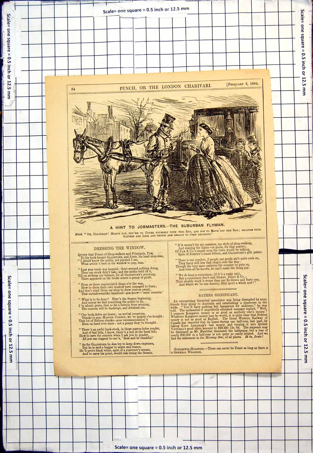 Antique Print Punch Cartoon Suburban Flyman Instructions Lady Cover Up 1864
