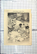 Antique Print Punch Cartoon Professional Strongman Throwing Stones Sea 1932