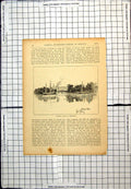 Old Print Gatchina Palace St. Petersburg Across Water Masted Boats C1854 19th