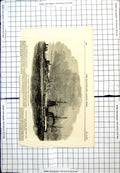 Old Print H.M.S. Magicienne Ship Passing Eartholm Island Baltic Icy 1855 19th