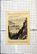 Antique Print View Coblentz From Fortress At Height To City River Mountains