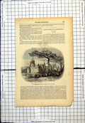Antique Old Print View Chateau Franzensbourg Austria Drawing Grandsire Trees