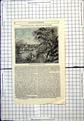 Antique Old Print View A Sugar Habitation In Jamaica Buildings Foliage People