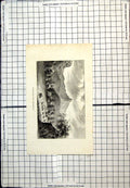 Original Old Antique Print Valley The Mimbres Men Horseback Trees Mountains