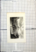 Original Old Antique Print Men Horseback Trees Mountains Valley The Mimbres