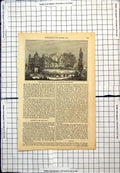 Original Old Antique Print Church Nuestra Senora De Guadelupe Near Mexico Trees