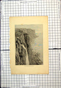 Antique Old Print Isle Skye The Kilt Rock Waterfall Tumbling Seaward Cliffs