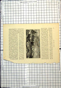 Old Print St. Monance Fishing Boats Fishermen Nets Woman Basket Buildings