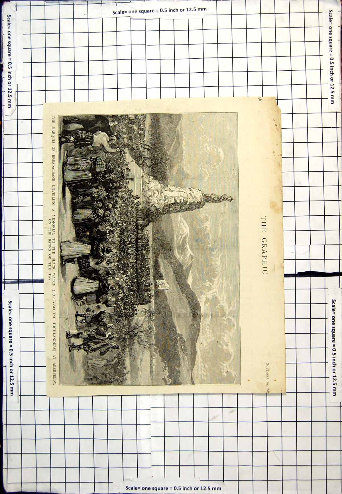 Old Print Marquis Breadalbane Unveils Black Watch Memorial Aberfeldy 1887 19th