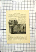 Antique Old Print Inverness Cathedral Exterior And Interior Views Scotland