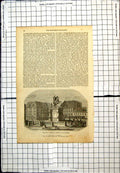Antique Print Equestrian Statue Augustus Ii Dresden People Top Hats Dresses