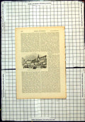 Antique Old Print Market Place Leipsic During The Fair Stalls Throngs People