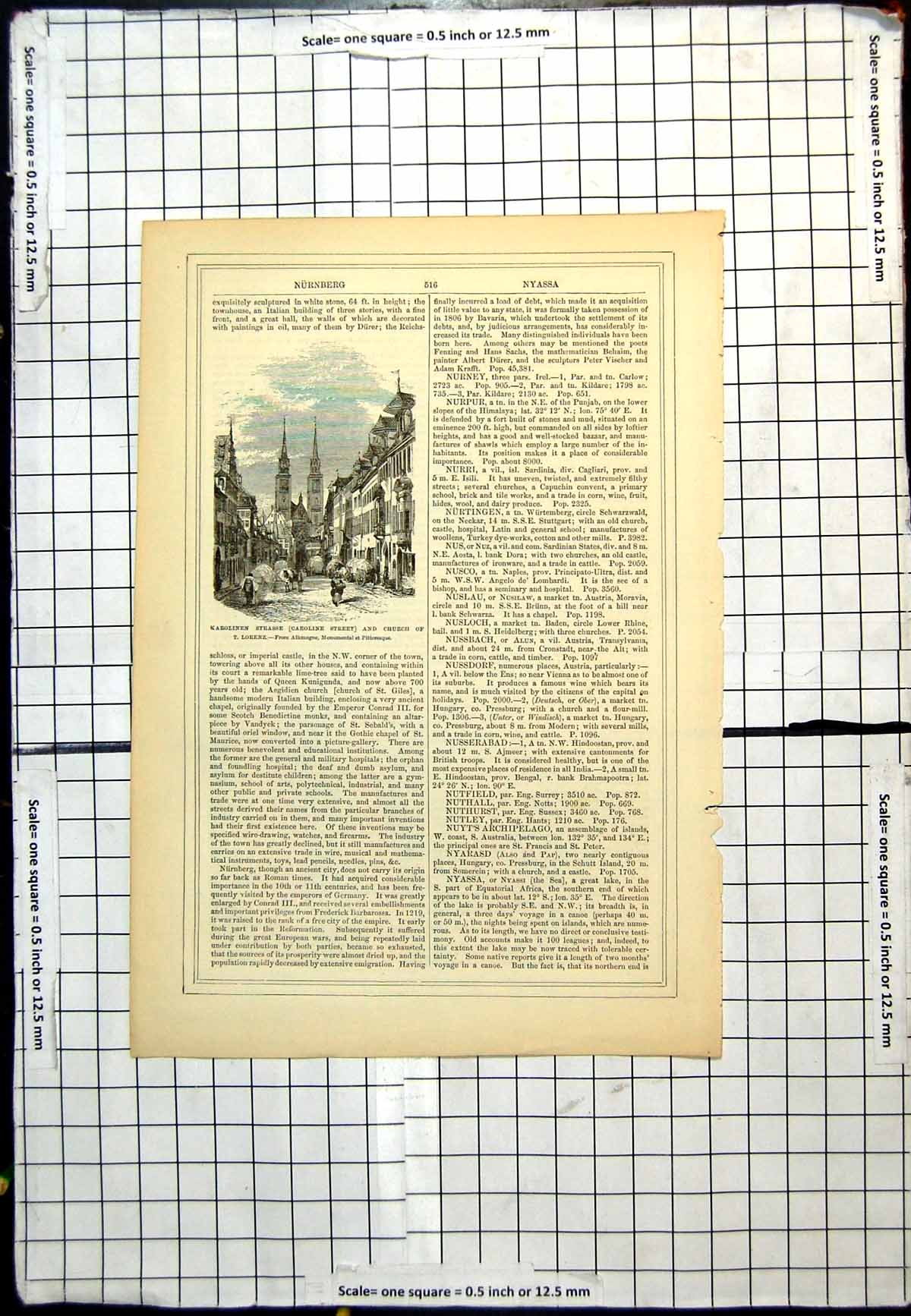 Old Antique Print Caroline Street And Church T. Lorenz Karolinen Strasse
