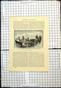 Original Old Antique Print The Ramparts Nuremberg Elevated View The Town