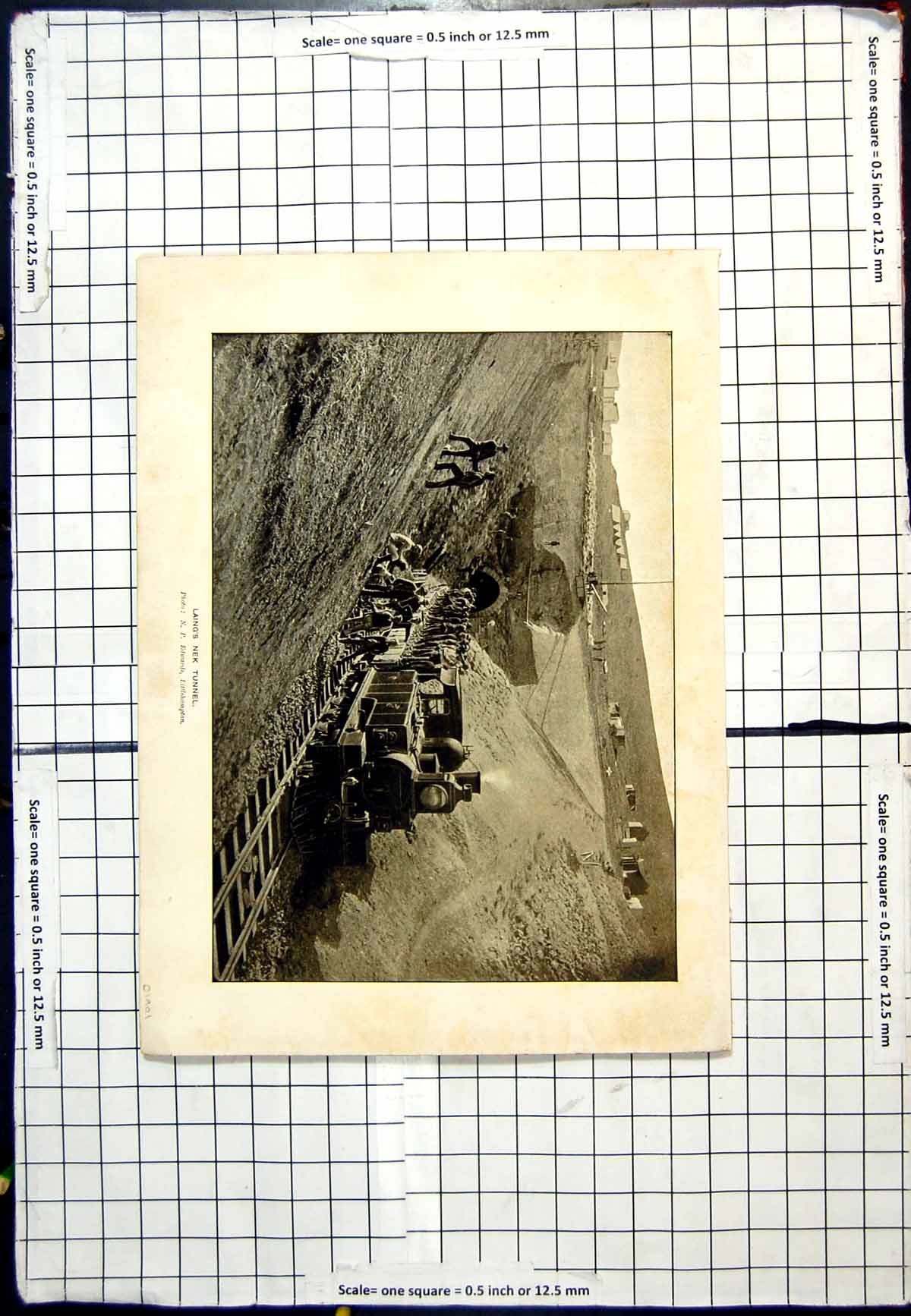 Antique Print Laing'S Nek Tunnel Steam Train Carrying Men Photo Np Edwards