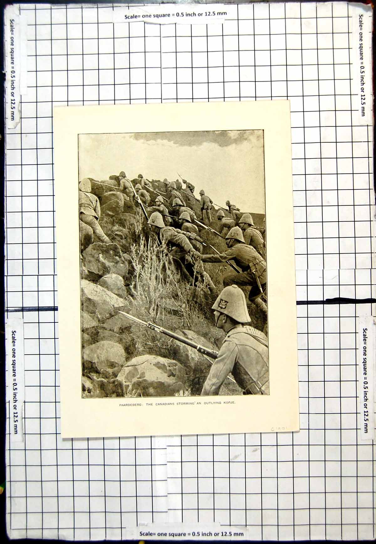 Old Antique Print Paardeberg Canadians Storming An Outlying Kopje C 1901 20th