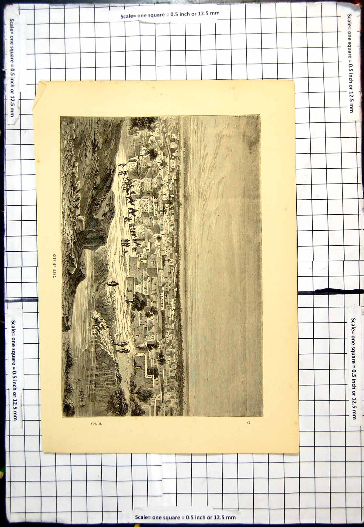 Original Old Antique Print City Kano Flat Topped And Domed Buildings Palm Trees