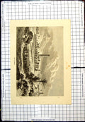Original Old Antique Print City Morocco Walls External View Tall Towers Horses