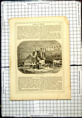 Old Antique Print Port Tangier Ship Ashore People Coastal Edge High Walls