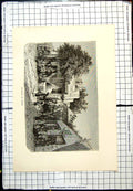 Old Antique Print Tunis Bazaar Curtained Shop Fronts Camels Street People