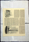 Antique Old Print New Church Launceston Van Diemen'S Land Cleopatra'S Needle