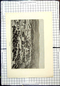 Original Old Antique Print Tlemcen View Settlement Buildings Trees Surroundings