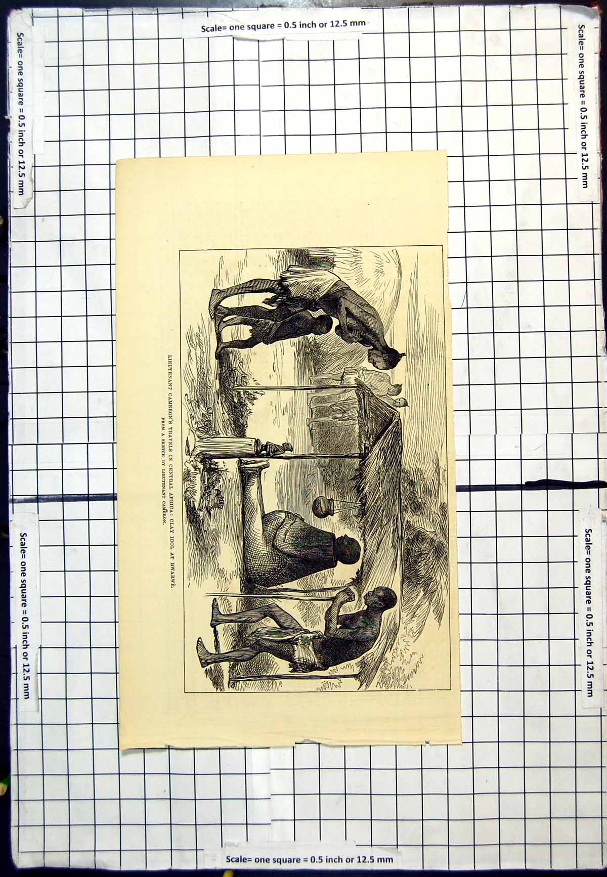 Antique Print Central Africa Clay Idol At Bwarwe Sketch Lieutenant Cameron