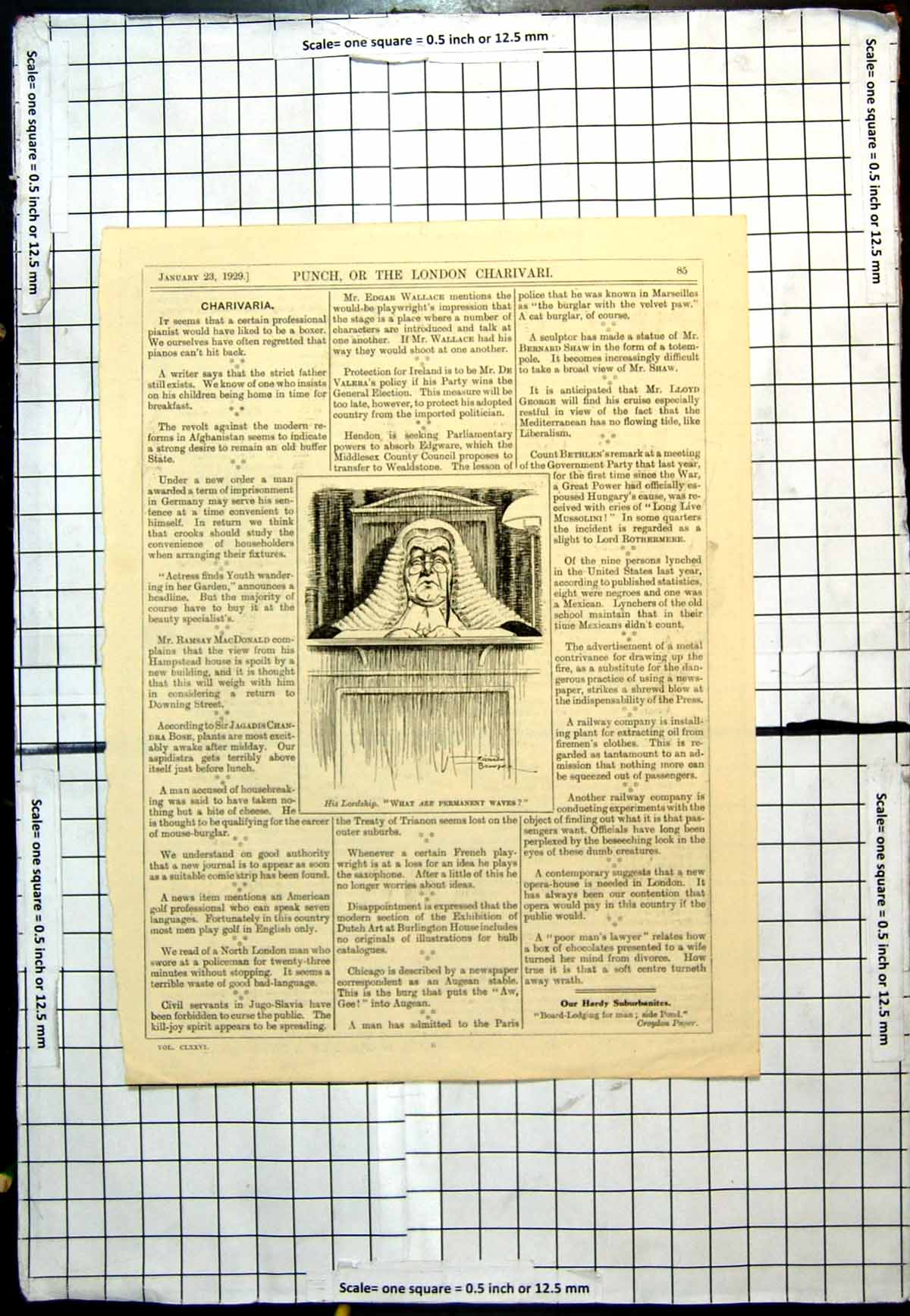 Antique Old Print Punch Cartoon His Lordship What Are Permanent Waves? 1929