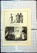 Antique Old Print Damaged Cartoons Bloated Aristocrat Night Nurse Wants Sleep