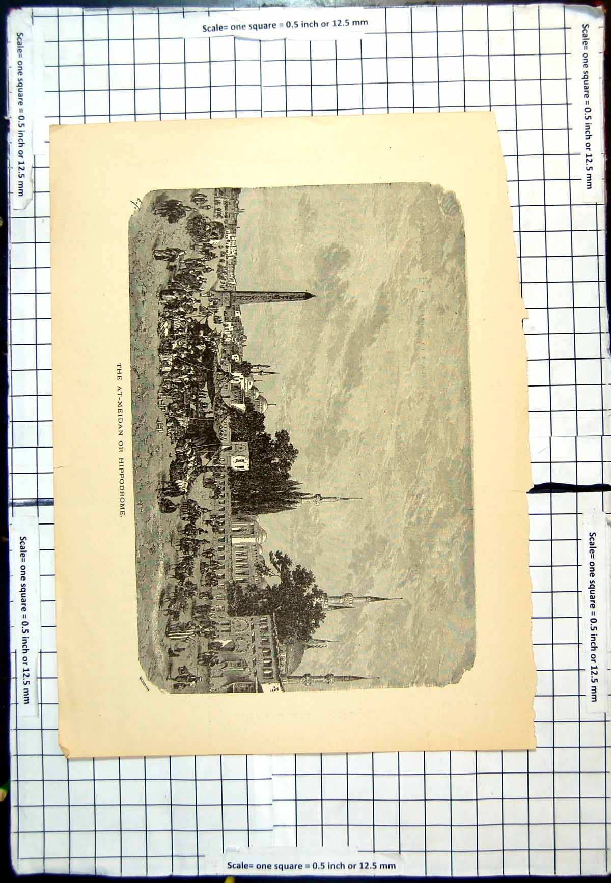 Old Antique Print The At-Meidan Or Hippodrome Tented Area Crowds People