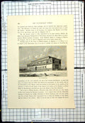 Antique Old Print Pinacothek Massive Building External View Frescoes Women